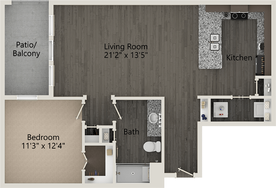 A Morris unit with 1 Bedrooms and 1 Bathrooms with area of 855-872 sq. ft