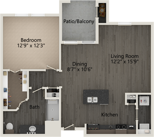 A Waketon unit with 1 Bedrooms and 1 Bathrooms with area of 890 sq. ft